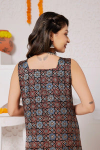 Aabha Handcrafted Ajrakh Modal Silk Dress
