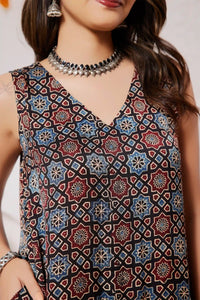 Aabha Handcrafted Ajrakh Modal Silk Dress