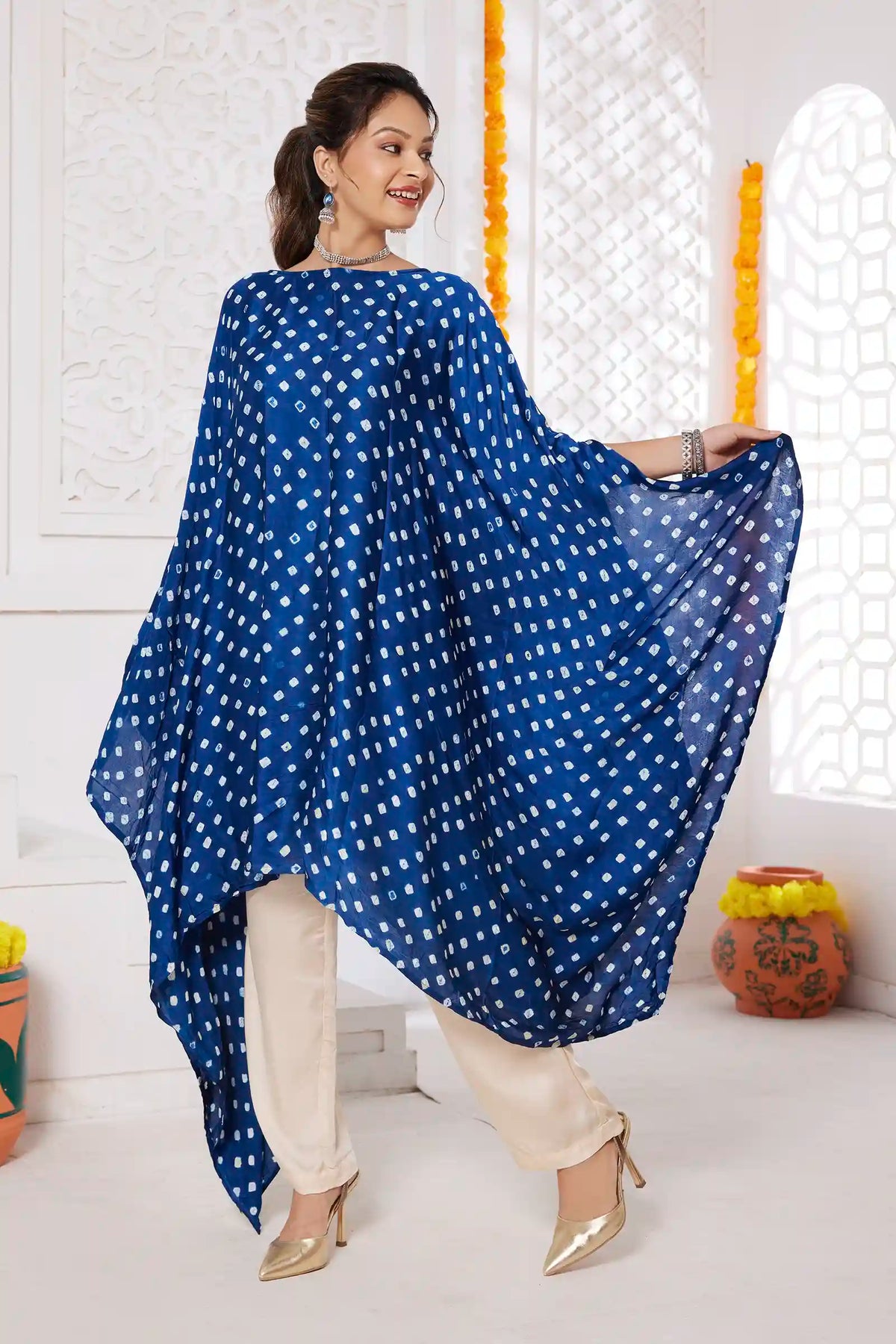 Aabha Bandhani Modal Silk Top with Pant