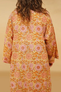 Moye Sunflower Hand Block Printed Kimono