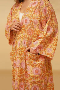 Moye Sunflower Hand Block Printed Kimono