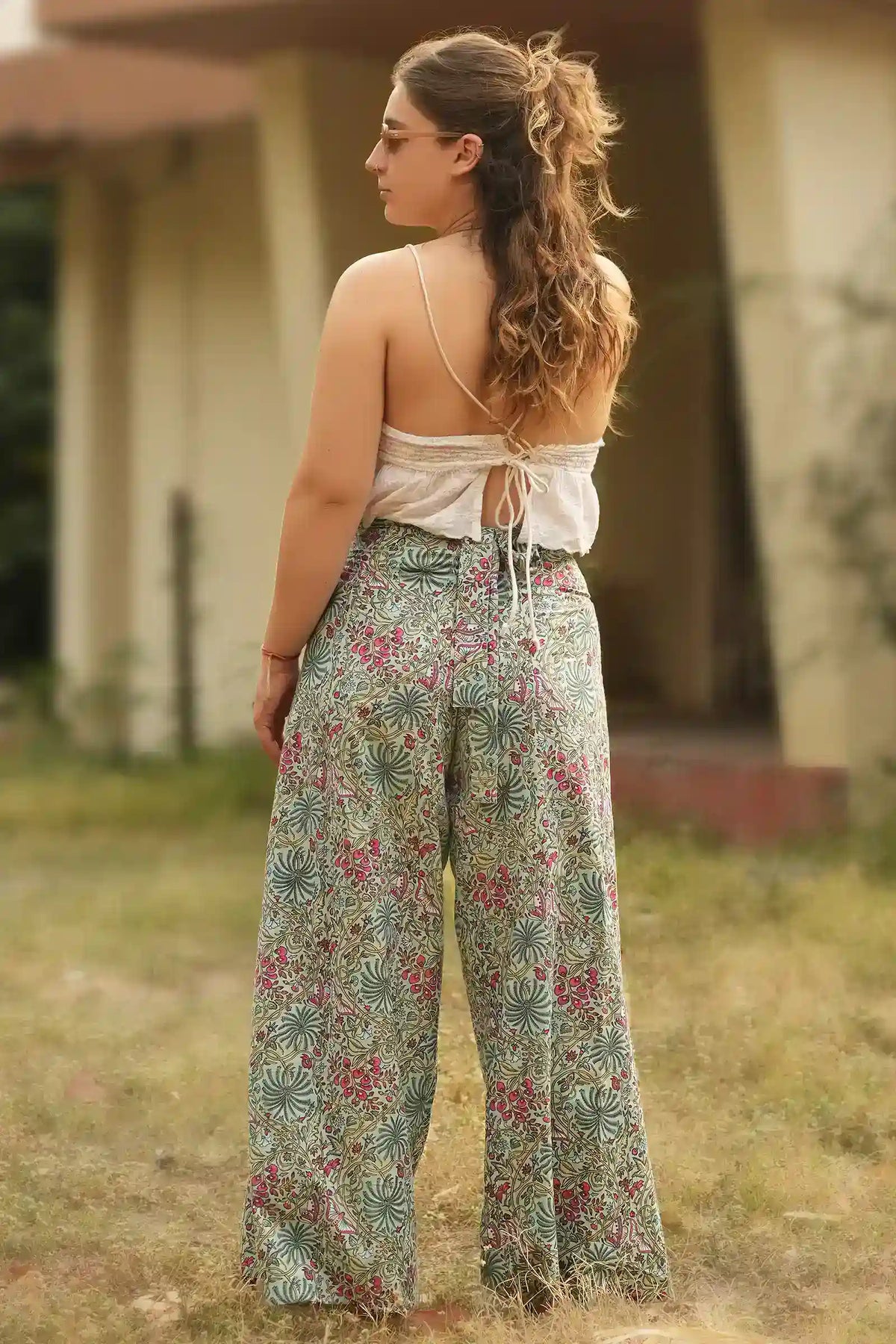 Handcrafted Lyla Garden Wrap Pant floral wrap skirt design