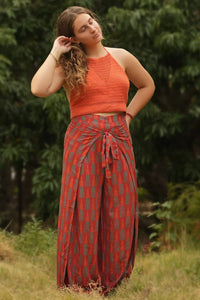 Lyla Rust Red Wrap Pant – bohemian style handmade wrap trousers