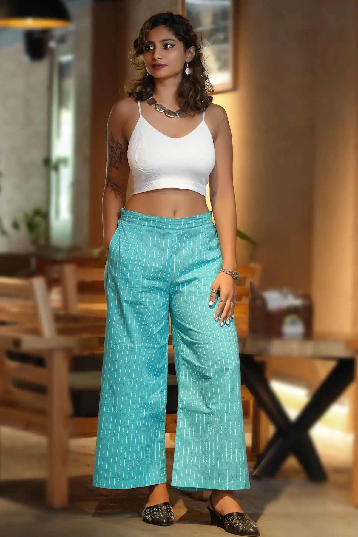 Fariha Teal Culottes