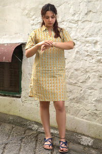 Artisan made geometric dress in premium cotton fabric