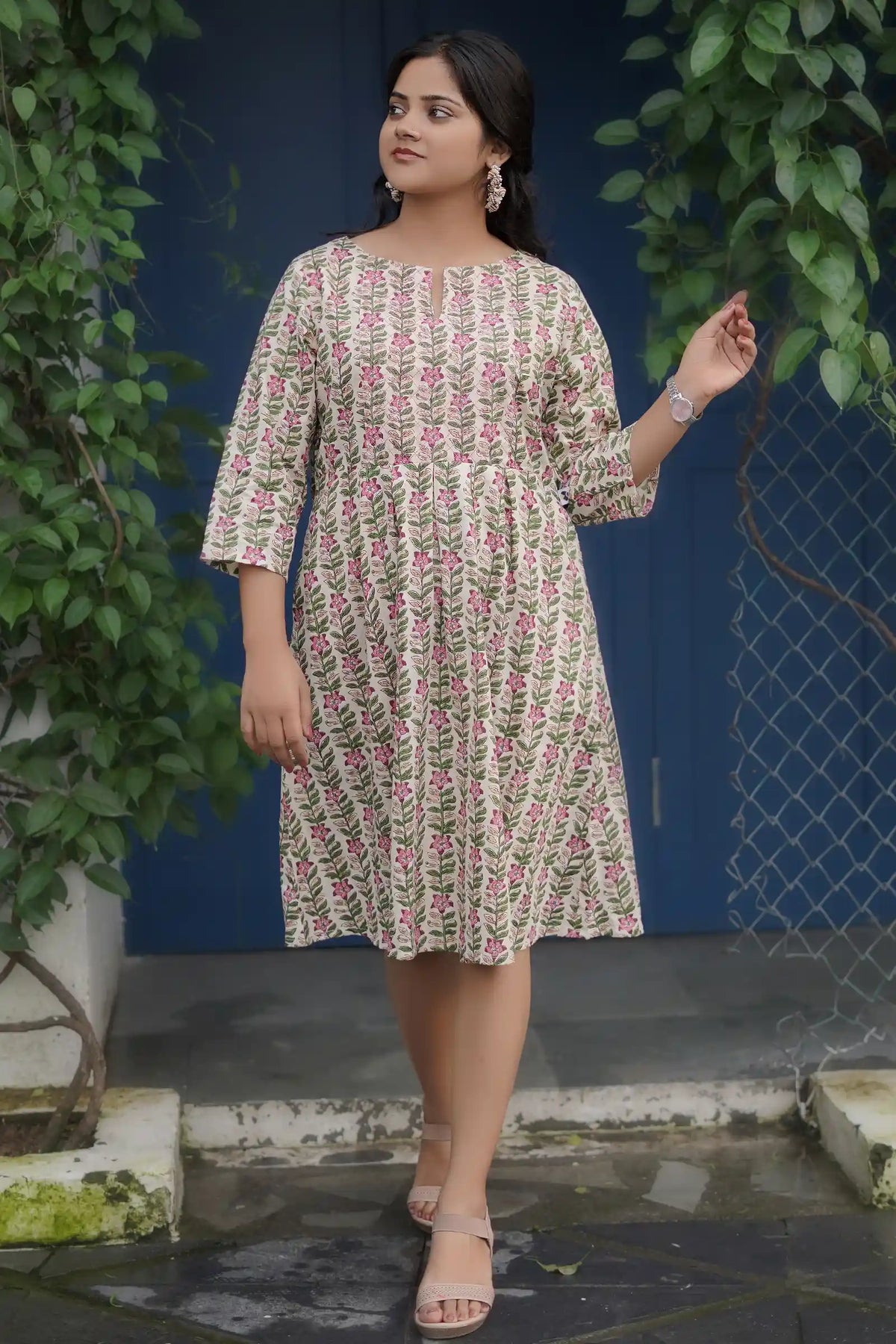 Women's ivory skater dress in organic cotton