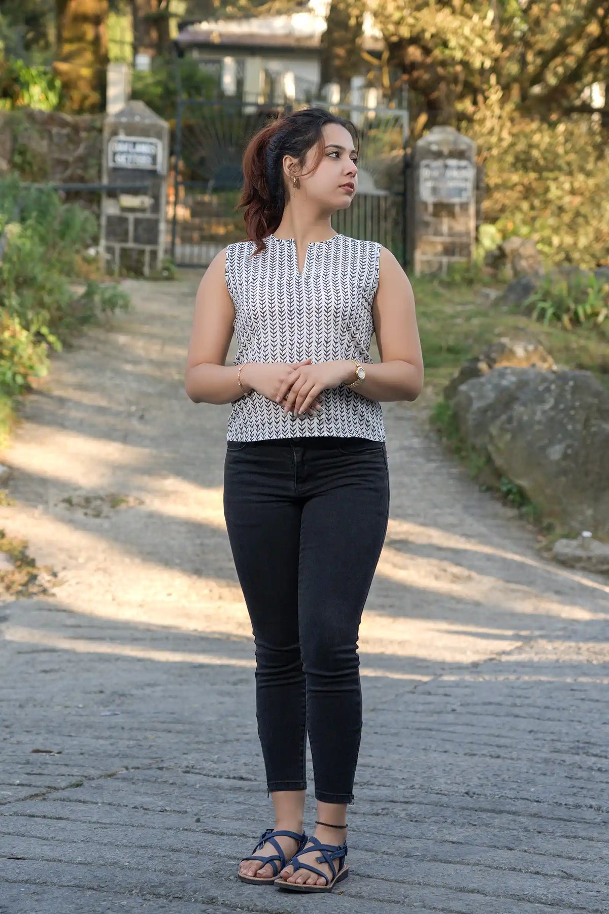 Elegant Hand Block Printed Nova Sleeveless Top