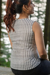 Comfortable Women’s Black Leaf Sleeveless Top