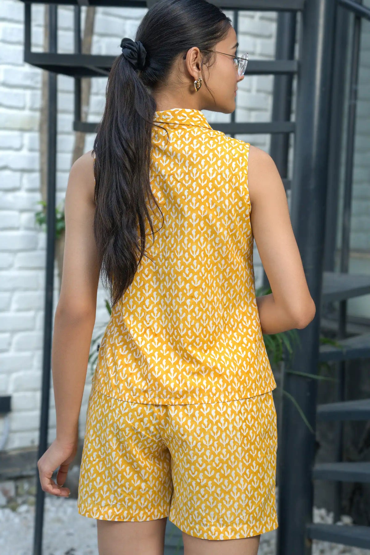 Comfortable Yellow Co-ord Set with Hand Block Prints – Ela