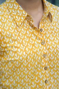 Stylish Yellow Co-ord Set in Hand Block Print – Ela Design