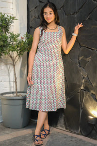 Avni handmade red sleeveless midi dress in organic cotton