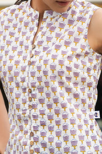 Hand block printed violet lotus top for women - Pihu style