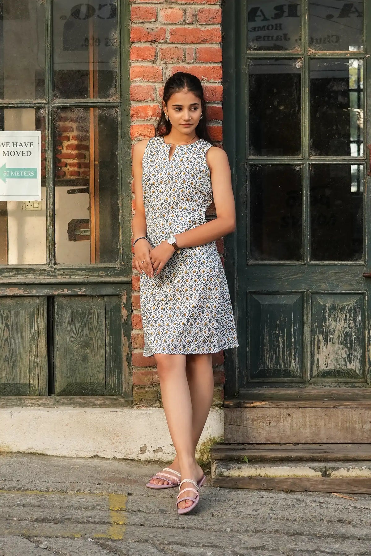 Myra handmade yellow flower sheath dress