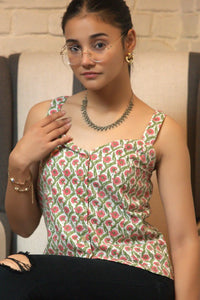 Stylish summer corset top in pink periwinkle tones