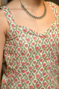 Artisan-made pink periwinkle corset top in organic cotton