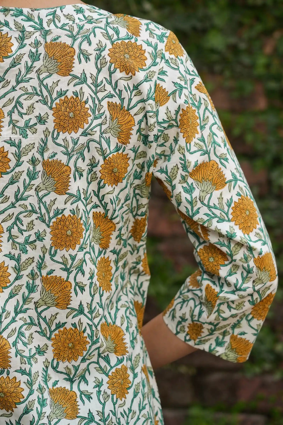 Sustainable fashion Diya Yellow Dahlia Hand Block Print Kurta