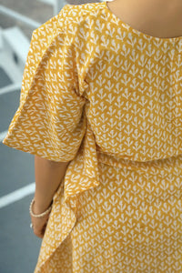 Luna Hand Block Printed Yellow Wrap Kaftan