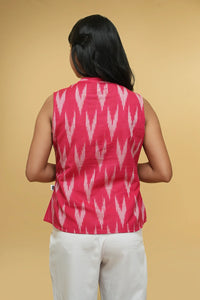 Boho-style red ikkat cotton top for everyday wear