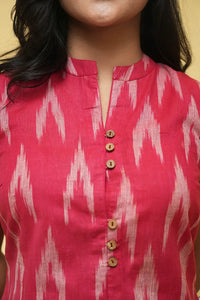 Comfortable and breathable Pihu ikkat shirt in red