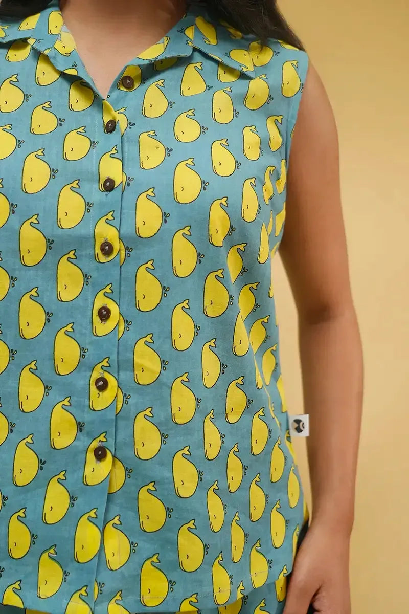Ela Whale Co-ord Set for women in hand block print"