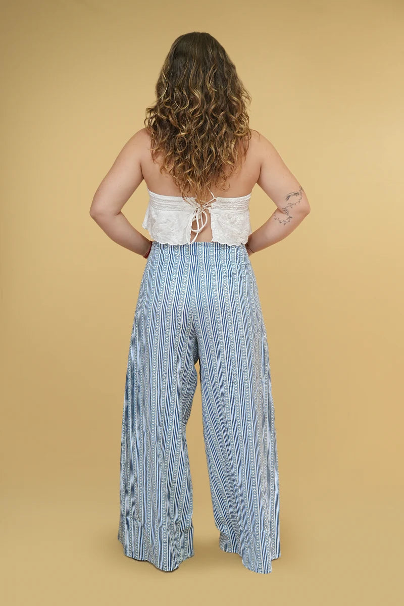 Handcrafted Lyla Blue Wrap Pant – Sustainable Fashion