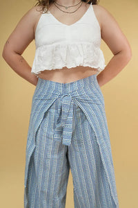 Casual Summer Lyla Blue Wrap Pant for Everyday Wear