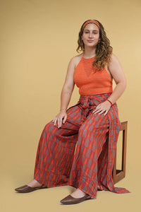 Hand block printed Lyla Rust Red Wrap Pant – ethnic pants for women
