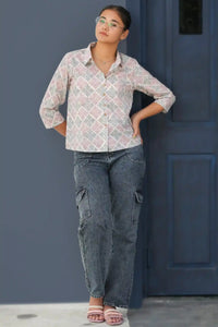 Artisan Aditi hand block printed geometric shirt