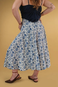 Elegant Lyla Dahlia Blue Wrap Skirt outfit