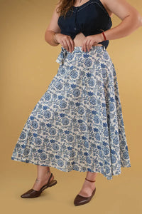 Lightweight Lyla Dahlia Blue Wrap Skirt for summer wear