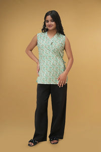 Handcrafted Meher Forest Tie-Up Top with tie detailing