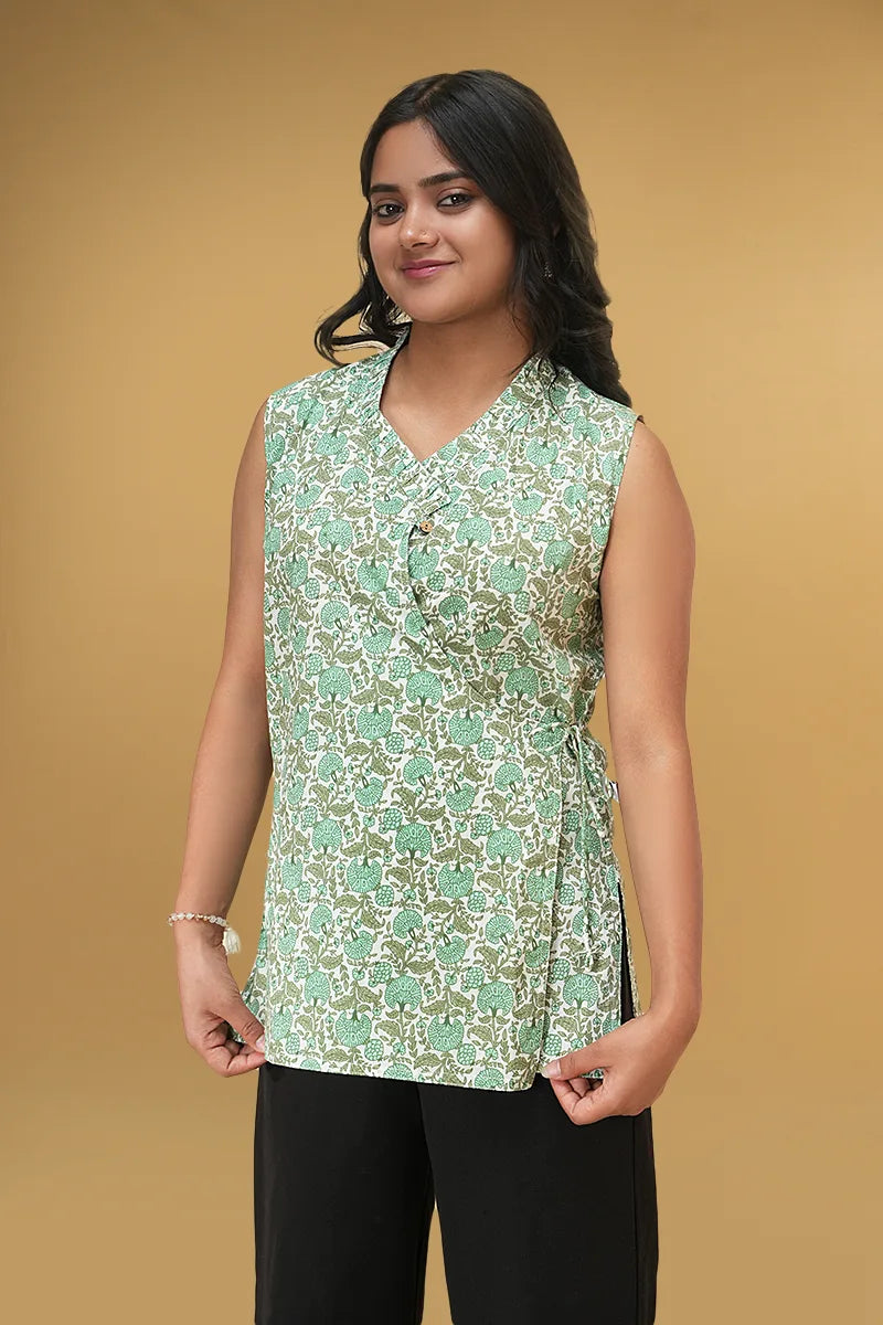 Eco-friendly Meher Forest Tie-Up Top for sustainable fashion lovers
