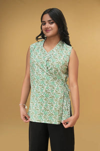 Eco-friendly Meher Forest Tie-Up Top for sustainable fashion lovers