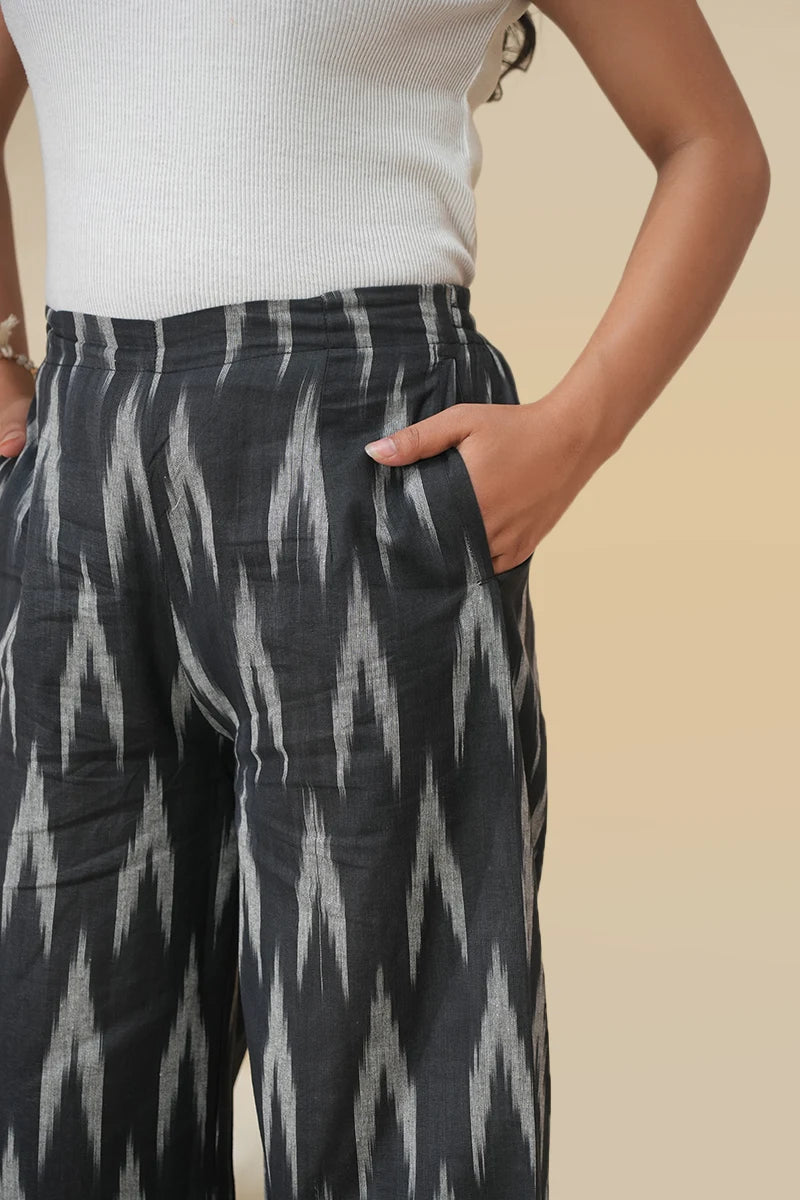 Handwoven Black Ikkat Culottes – Fariha Pants Collection