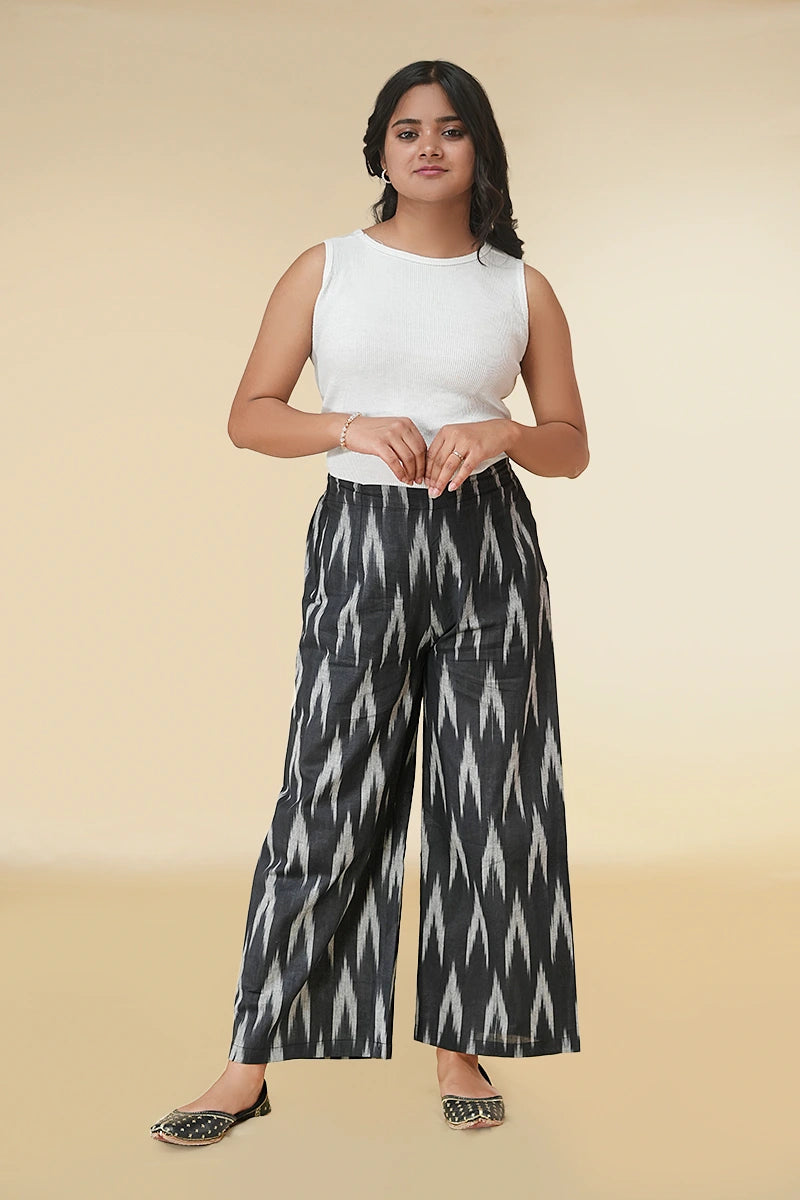 Fariha Black Ikkat Culottes – Slow Fashion Women’s Pants