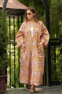 Moye Sunflower Hand Block Printed Kimono