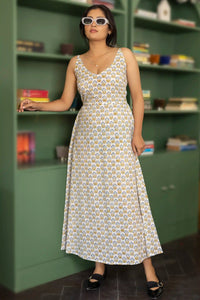 Avni handmade yellow midi dress in organic cotton