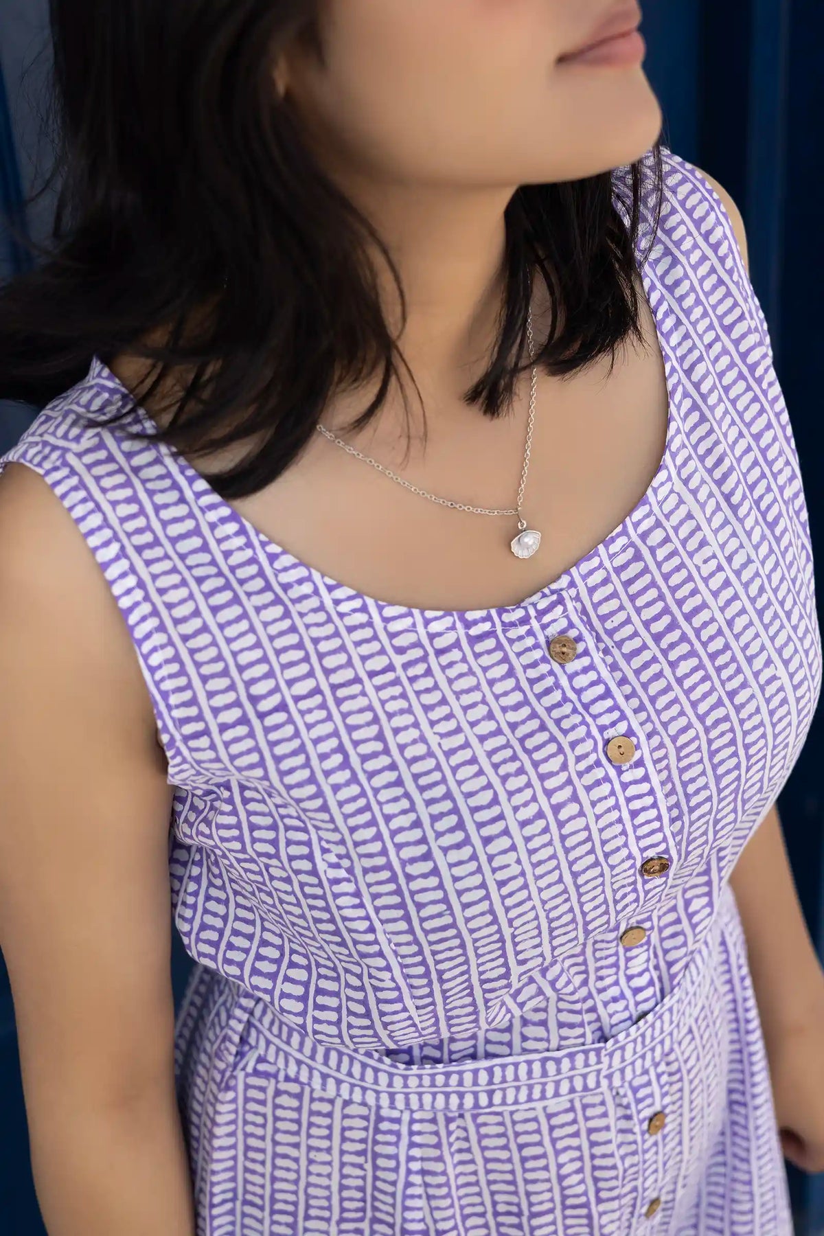 Violet striped hand block printed jumpsuit Zahra collection