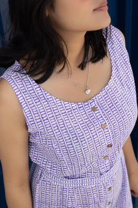 Violet striped hand block printed jumpsuit Zahra collection