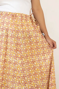 Ethnic maroon geometric Bella hand-block print skirt