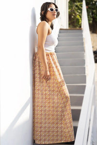 Bella ethnic wear maroon skirt with geometric block prints