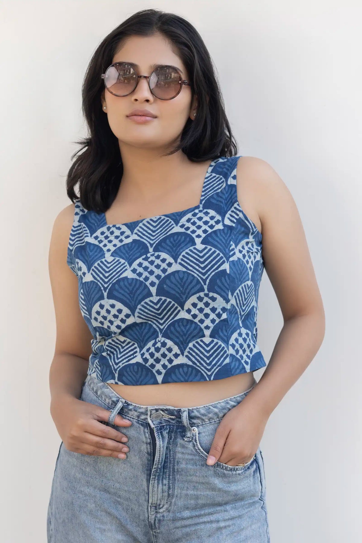 Mia Indigo Crop Top casual summer outfit
