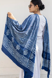 Leher Indigo Modal Satin Dupatta