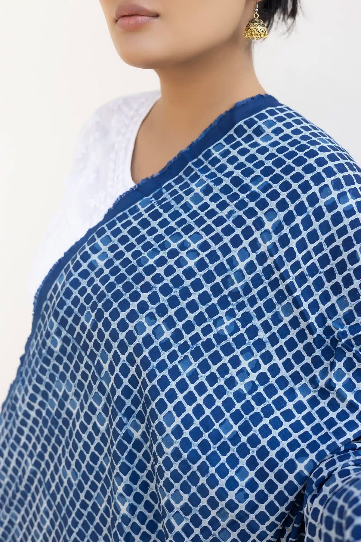 Leher Indigo Modal Satin Dupatta
