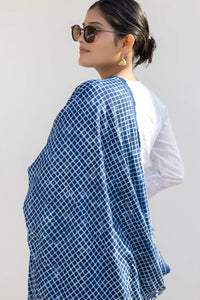 Leher Indigo Modal Satin Dupatta