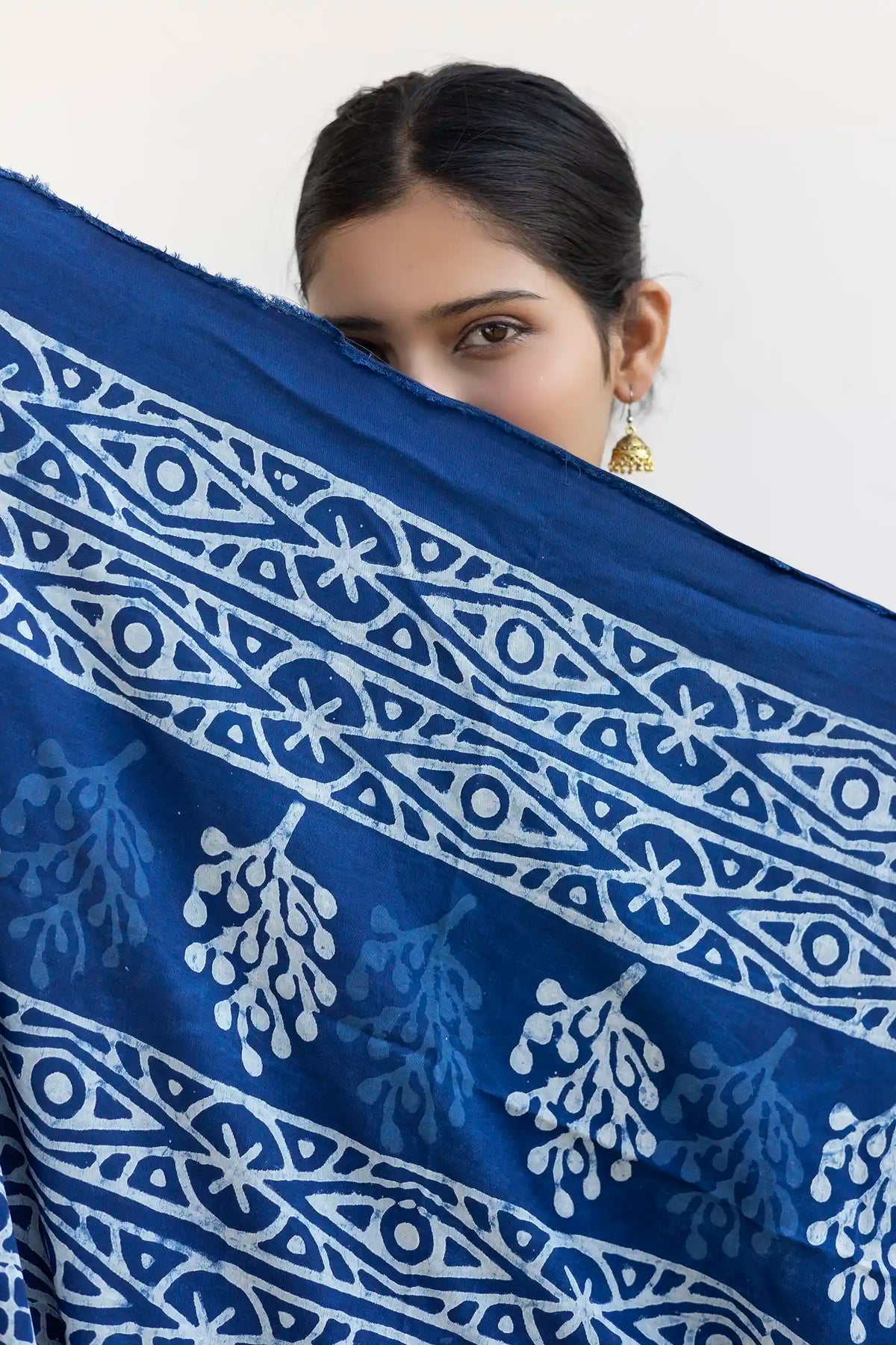 Leher Indigo Modal Satin Dupatta