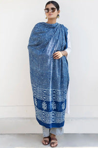 Leher Indigo Modal Satin Dupatta