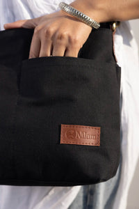 Hand Dyed Charcoal Black Raahi Messenger Bag