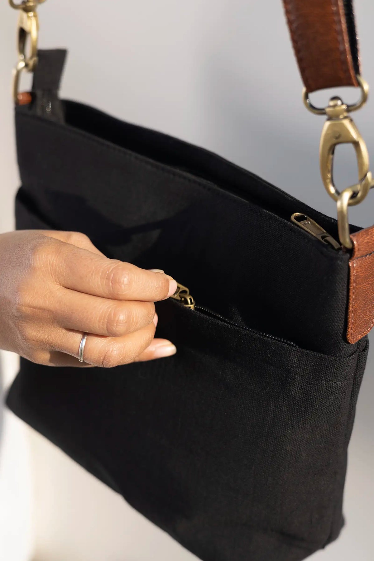Hand Dyed Charcoal Black Raahi Messenger Bag