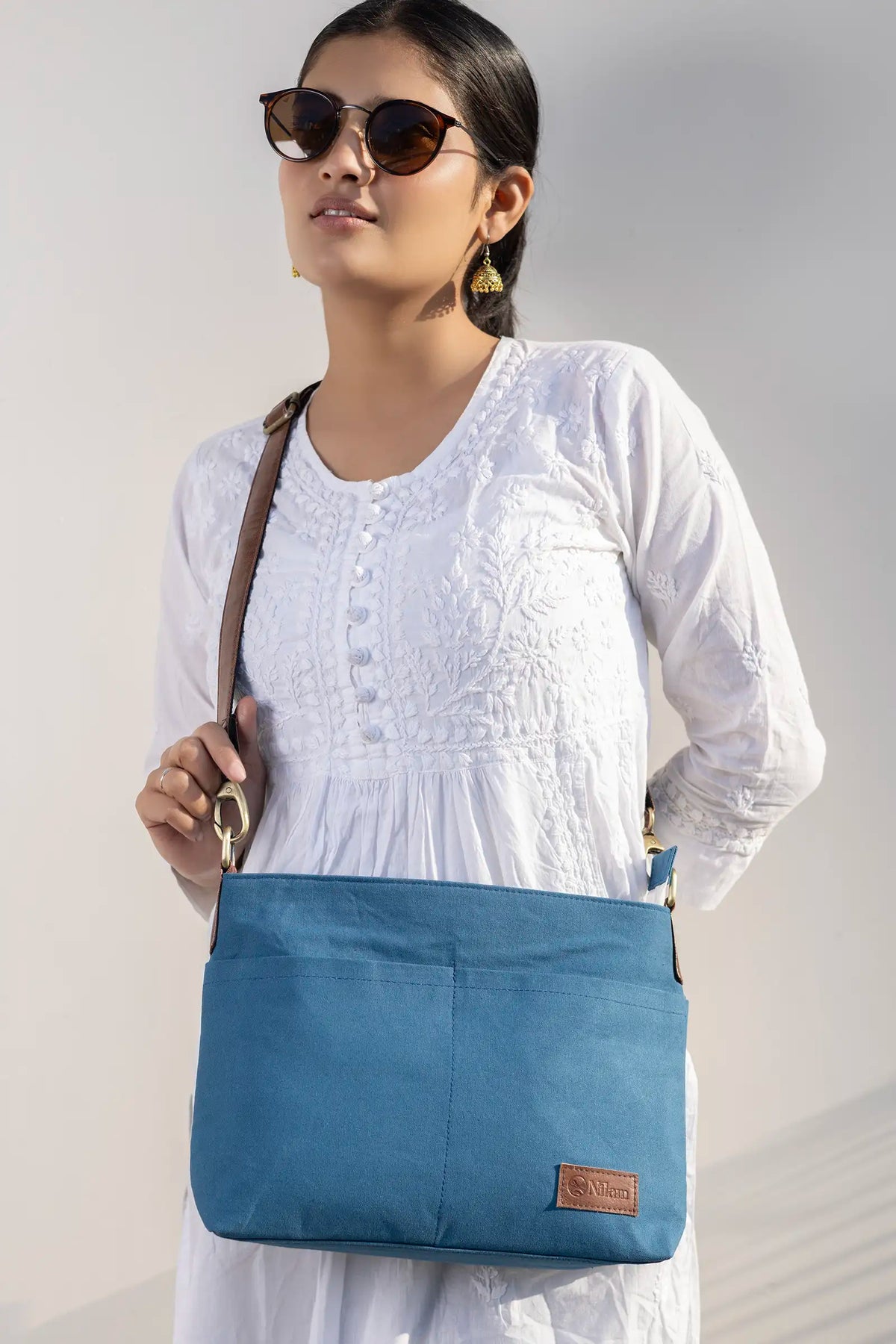 Hand Dyed Blue Raahi Messenger Bag